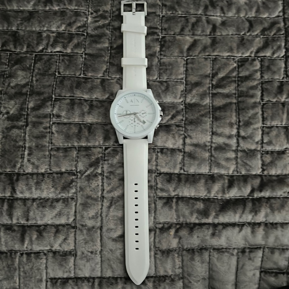 Never used Armani exchange White band watch